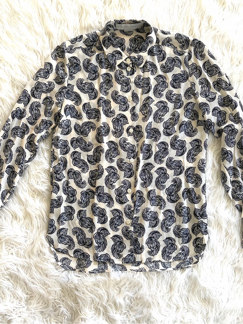 Stella McCartney Silk Paisley Print Button-Down Blouse Shirt size 38